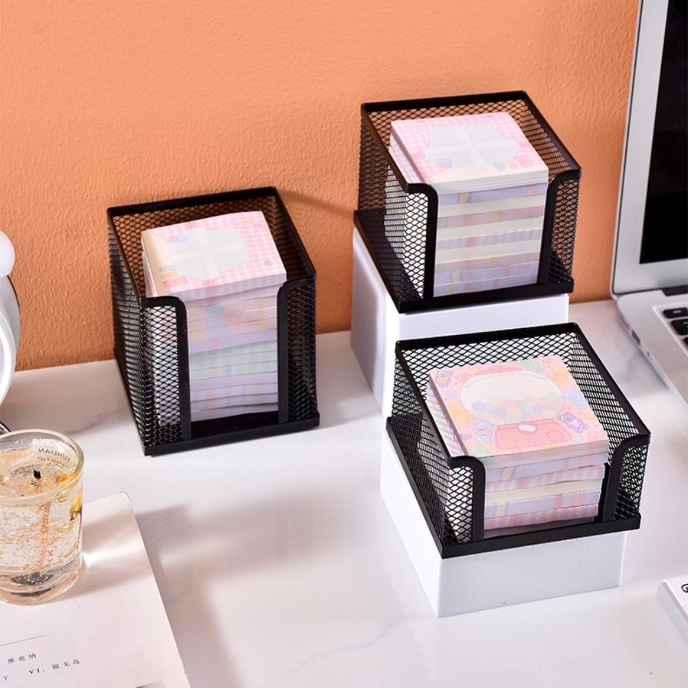 Sticky Note Dispenser - Zwart Mesh Papier Kubus Mini Memo