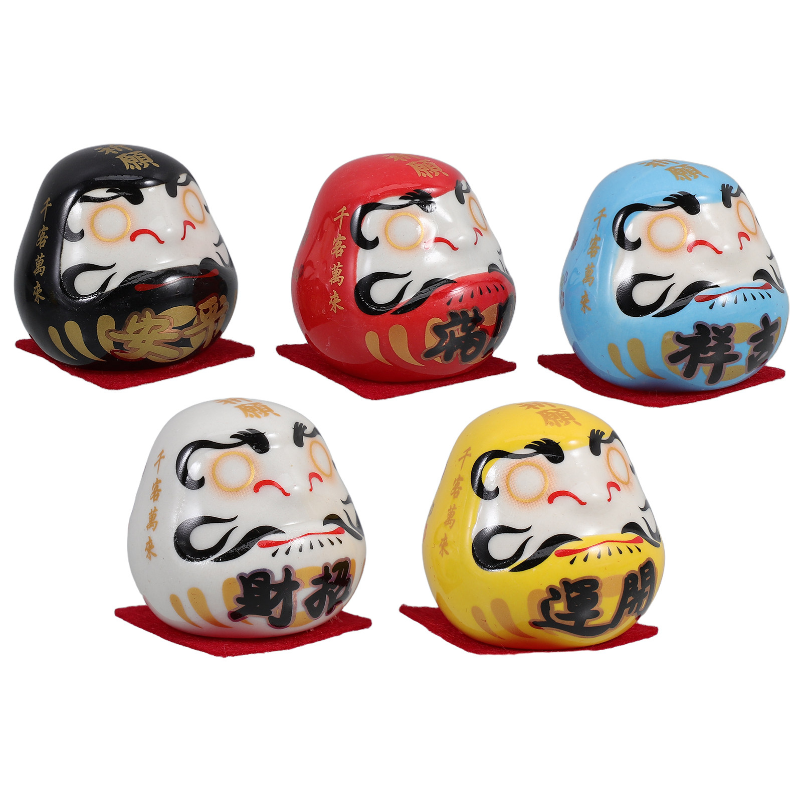 Office Table Home - 5 stuks keramische Dharma-beeldjes in Japanse