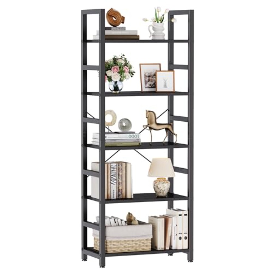 Home Office Living Room - 5-laags boekenplank, moderne hoge boekenkast, open