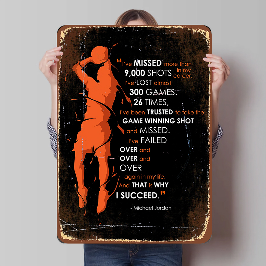 Home Office Quotes - Michael Jordan Inspirerend Citaat Metalen Muurkunst