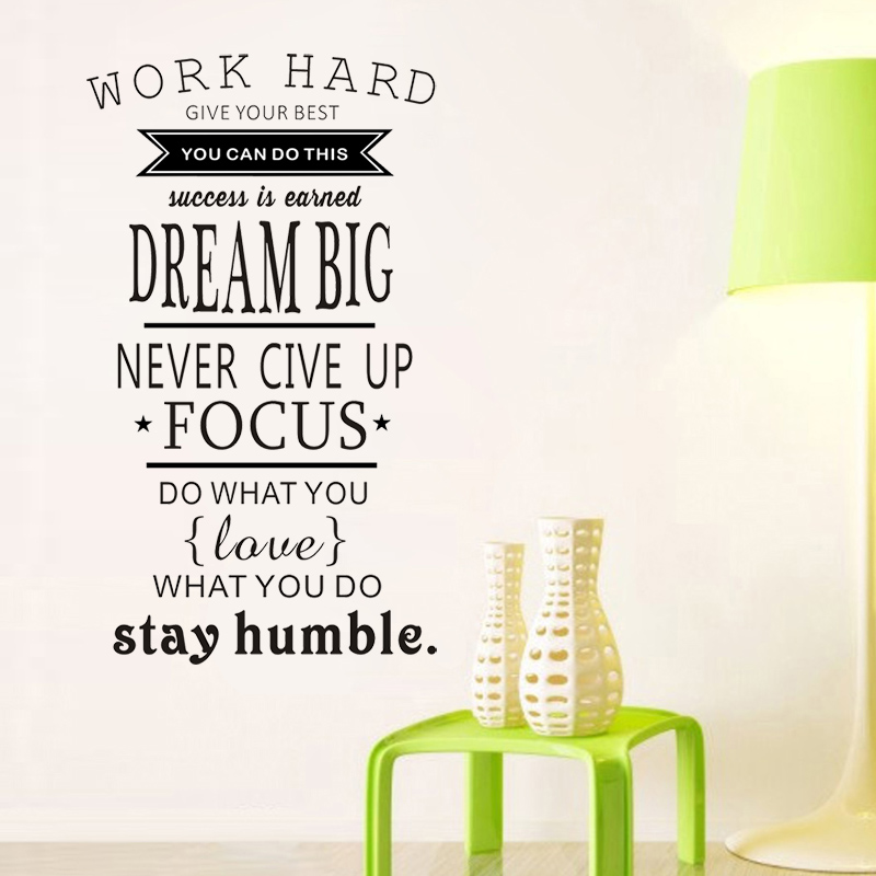 Home Office Quotes - Motiverende Work Hard Dream Big muursticker,