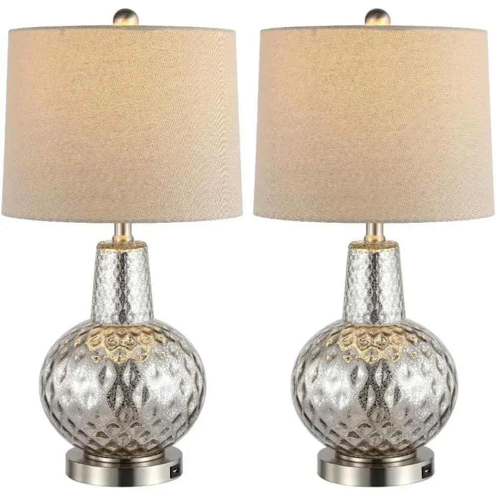Desk Lamp Led - 24-inch zilver/ivoorkleurige LED-tafellamp voor slaapkamer, woonkamer,
