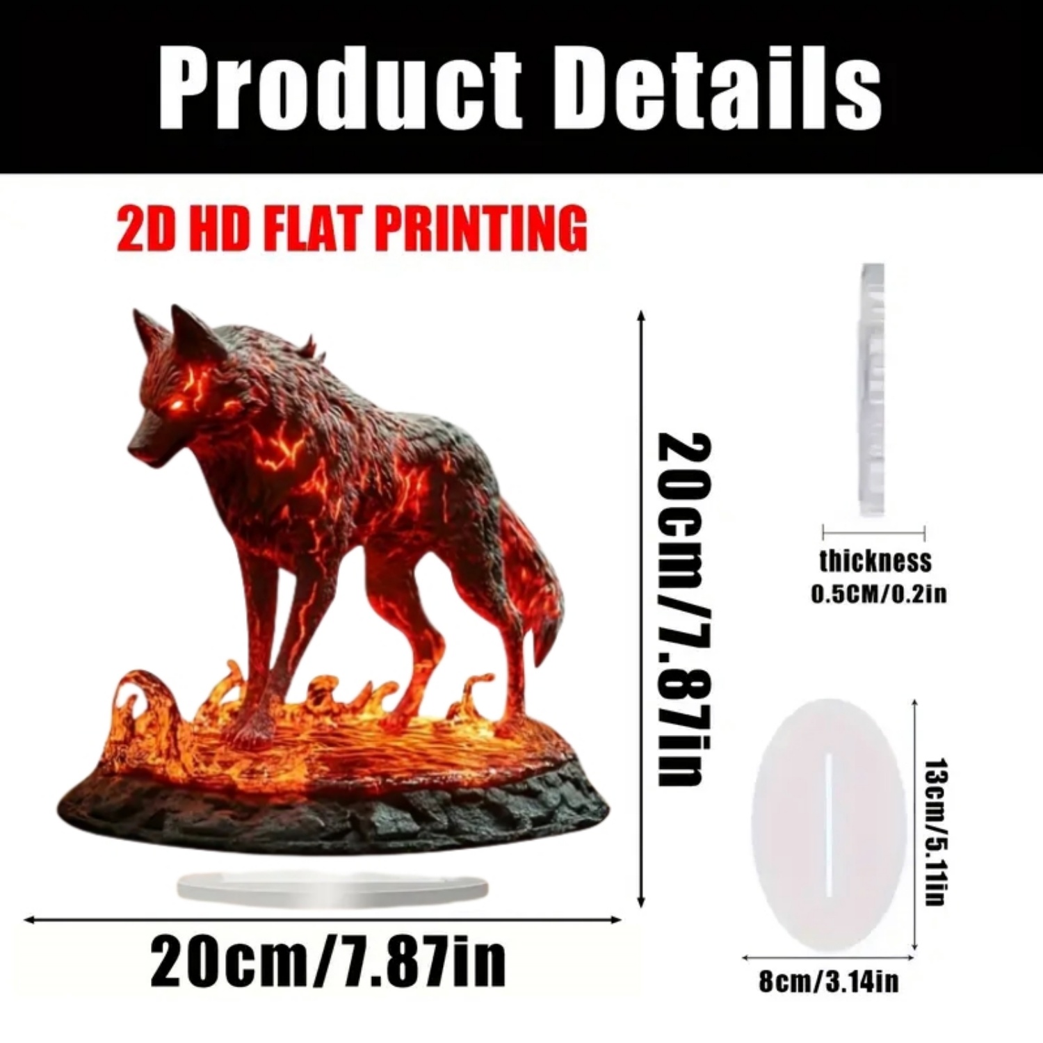 Vlam Wolf Standbeeld, 2D Platt - Office Table Home recensie en prijs